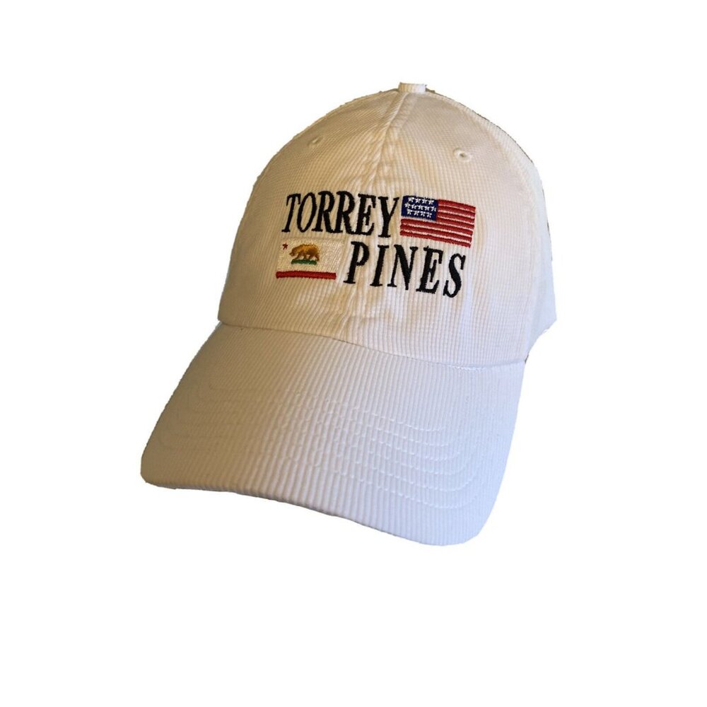 Imperial Torrey Pines White Adjustable Baseball Cap Embroidered USA & California